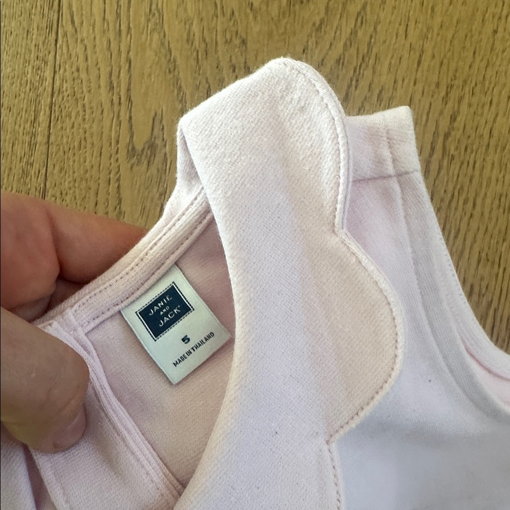 Janie and Jack Light Pink Top with Black Trim 5 girls - Picture 2 of 3